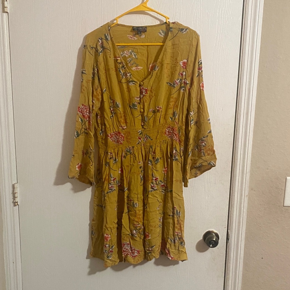Floral Mustard Yellow Dress
